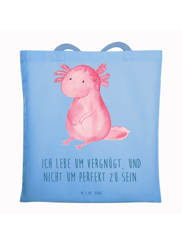 Mr. & Mrs. Panda Tragetasche Axolotl null mit Spruch in Sky Blue