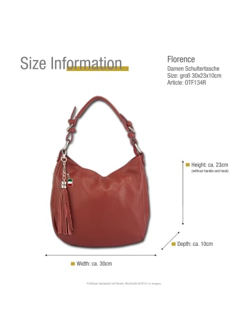 Florence Leder Schultertasche, Shopper Florence Tasche rot ca. 30cm
