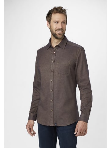 Paddock's Baumwollhemd Long sleeve in brown melange