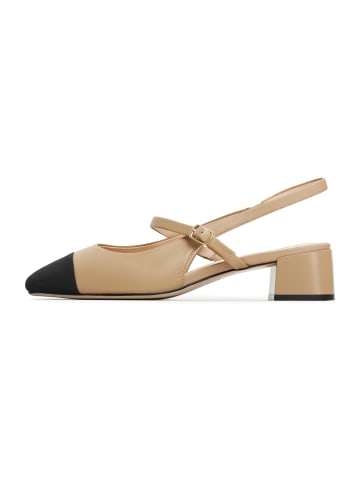 CESARE GASPARI Slingback-Pumps mit Blockabsatz in Beige