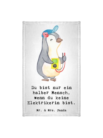 Mr. & Mrs. Panda Gästehandtuch Elektrikerin Herz mit Spruch in Weiß