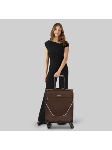 Stratic taska 4-Rollen Kabinentrolley S 55 cm mit Dehnfalte in coffee