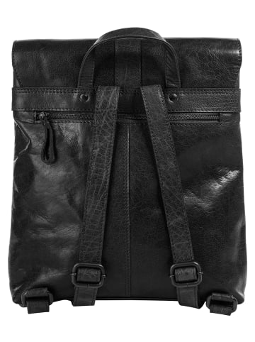SPIKES & SPARROW Rucksack echt Leder in schwarz