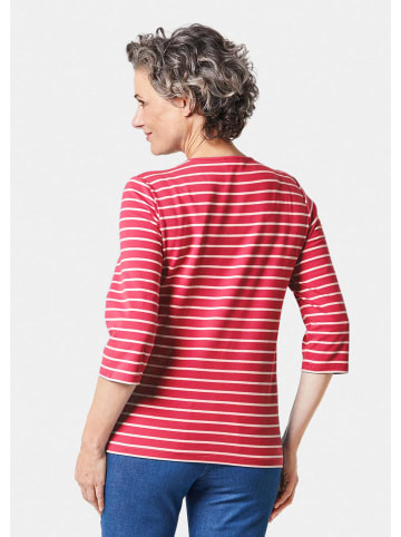 GOLDNER Kurzgröße:  Jerseyshirt mit Rundhals in rot / weiß / geringelt
