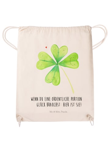 Mr. & Mrs. Panda Stofftasche Blume Kleeblatt mit Spruch in Creme