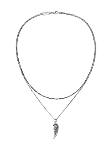KUZZOI Halskette 925 Sterling Silber Flügel in Schwarz