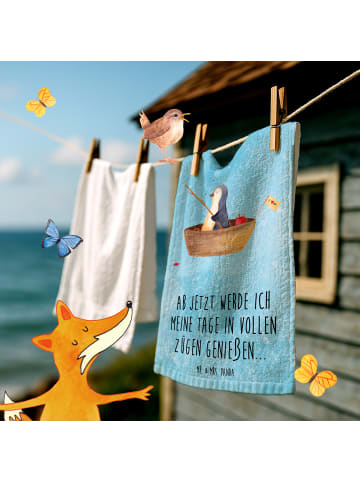 Mr. & Mrs. Panda Handtuch Pinguin Angelboot mit Spruch in Eisblau