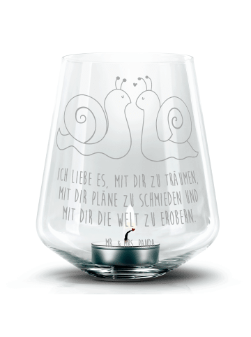 Mr. & Mrs. Panda Gravur Teelicht Schnecken Liebe mit Spruch in Transparent