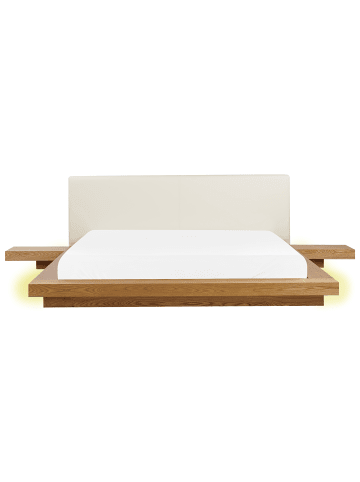 Beliani Doppelbett ZEN in Braun/Weiß - (W) 328 x (H) 86 x (L) 229 cm