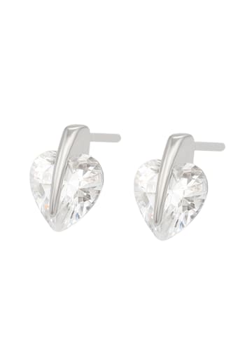 faina Women Stud Earrings in Silver White