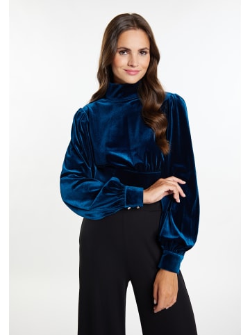 faina Bluse Aus Stretchsamt in Blau