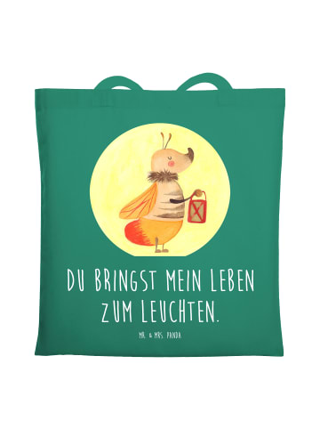 Mr. & Mrs. Panda Shopping Tasche Glühwürmchen mit Spruch in Mint