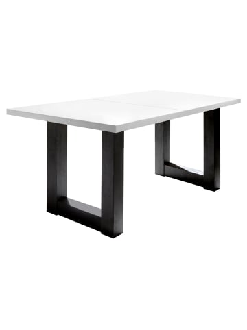 58 aufm Kessel ESSTISCH ausziehbar Eila 7 140x90x75 Esszimmertisch Schwarzstahl/Weiß