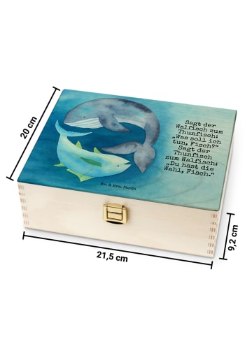 Mr. & Mrs. Panda Teebox Walfisch Thunfisch Design mit Spruch in Weiß