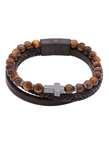 Steel_Art Lederarmband Herren Giulio schwarz und braun farben in braun