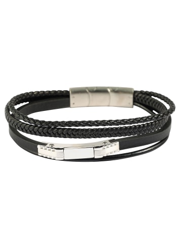 Adeliás Herren Armband – Lederarmband aus Leder 19 cm in schwarz