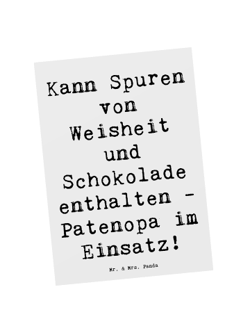 Mr. & Mrs. Panda Postkarte Patenopa und Weisheit mit Spruch in Weiß