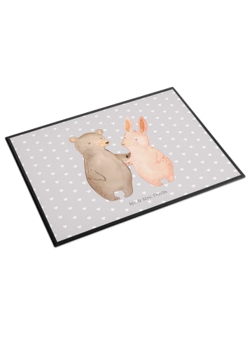 Mr. & Mrs. Panda Schreibunterlage Bär und Hase Umarmen ohne Spruch in Grau Pastell