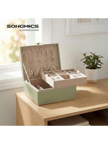 SONGMICS Schmuckbox Greeta in Grün - (B)24 x (H)11 x (T)20.5 cm