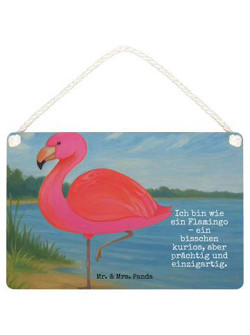 Mr. & Mrs. Panda Schild Flamingo Classic Design mit Spruch in Weiß