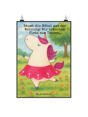 Mr. & Mrs. Panda Plakat Einhorn Ballerina Design mit Spruch in Weiß