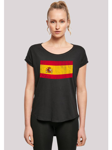 F4NT4STIC Long Cut T-Shirt Spain Spanien Flagge distressed in schwarz