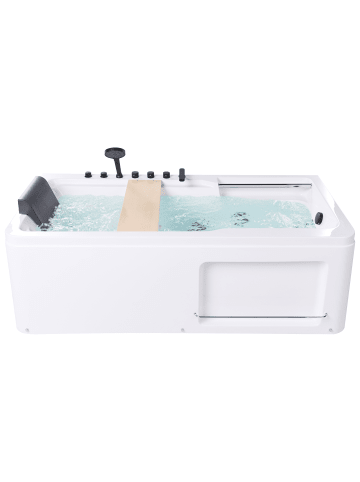 Beliani Whirlpool Badewannen CAMALU in Weiß/Schwarz/Braun