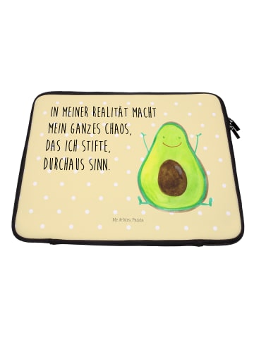 Mr. & Mrs. Panda Notebook Tasche Avocado Glücklich mit Spruch in Gelb Pastell