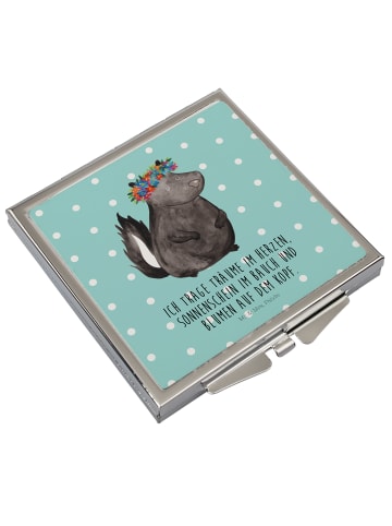 Mr. & Mrs. Panda Frauen Spiegel Stinktier  mit Spruch in Türkis Pastell