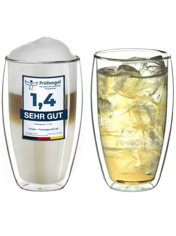 Creano 2er Set Doppelwandgläser s-hoch, 400ml Glas