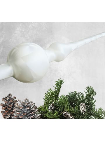 JACK Christbaumspitze Eislack 28cm Glas Matt Emaille in Weiß Eislack