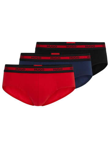 HUGO Slip 3er Pack in Rot/Blau/Schwarz