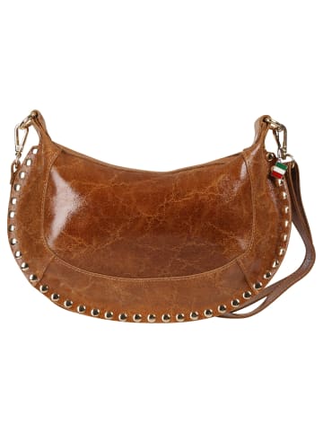 Florence Florence Schultertasche, Umhängetasche Leder hellbraun ca. 32cm