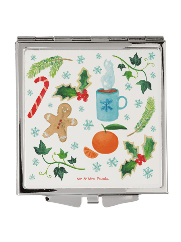 Mr. & Mrs. Panda Reise Kosmetikspiegel Winter mit Spruch in Bunt