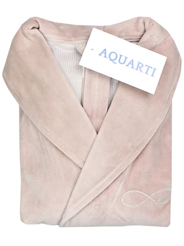 Aquarti Bamen Bademantel mit Schalkragen aus Velours in beige