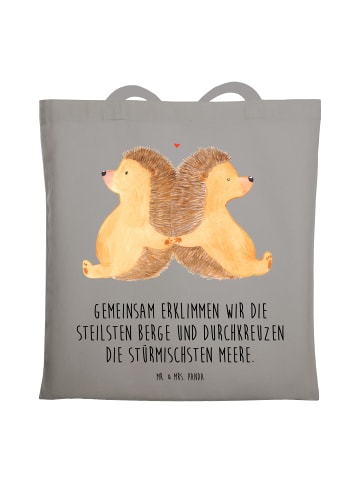 Mr. & Mrs. Panda Uni Tasche Igel händchenhaltend mit Spruch in Light Grey