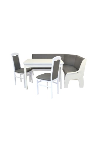 möbel-direkt 4tlg. Eckbankgruppe 125x165 cm Schenkelmaß in weiß/grau