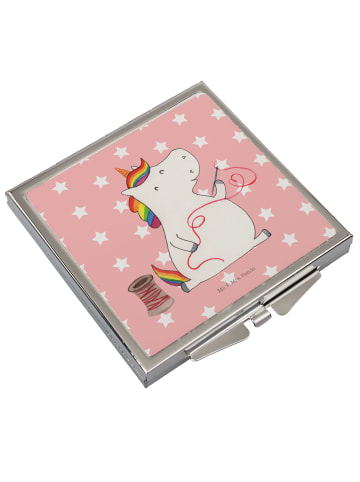 Mr. & Mrs. Panda Schminkspiegel Einhorn Näherin ohne Spruch in Rot Pastell