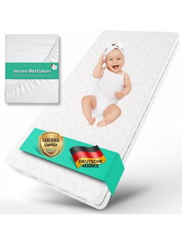 ALAVYA HOME Babymatratze 60 x 120 cm COZY Weiß - inkl. Spannbettlaken