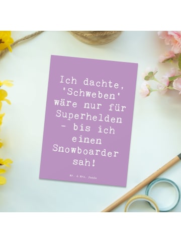 Mr. & Mrs. Panda Ansichtskarte Spruch Snowboarden Zauber mit Spruch in Lavendeltraum