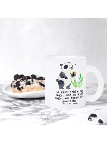 Mr. & Mrs. Panda Trinkglas Panda Geocaching mit Spruch in Transparent