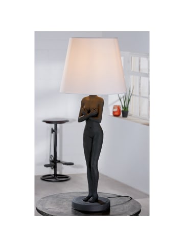 GILDE Tischlampe "Lady Black & White" in Schwarz - H. 78 cm - D. 30,5 cm