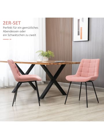 HOMCOM Esszimmerstuhl-50L x 61B x 79H cm-Rosa