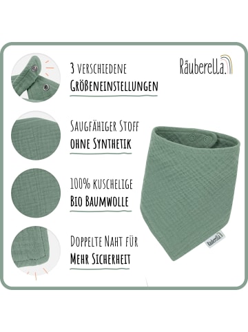 Räuberella 3er Set Musselin Lätzchen in Mint-Grün - 35 x 35 cm