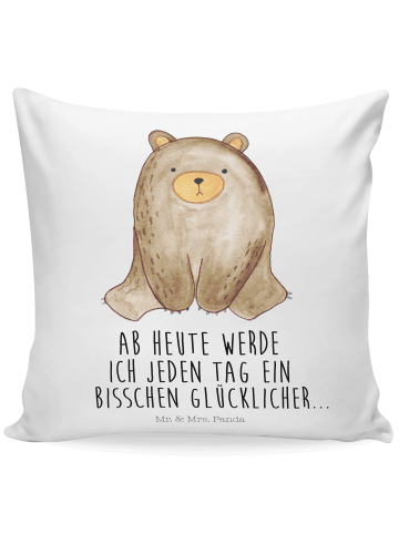 Mr. & Mrs. Panda 40x40 Kissen Bär sitzend mit Spruch in Weiß