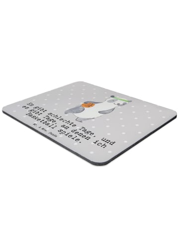 Mr. & Mrs. Panda Mauspad Panda Basketball mit Spruch in Grau Pastell