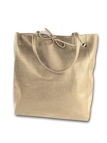 Florence Leder Shopper, Schultertasche Florence Tasche taupe, dunkelbeige ca. 28cm