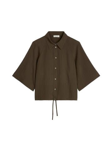 Marc O'Polo Kurzarm-Crinkle-Bluse relaxed in Dark Brown