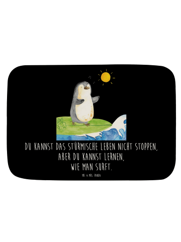 Mr. & Mrs. Panda Badvorleger Pinguin Surfer mit Spruch in Schwarz