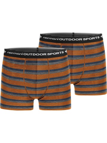 Normani Outdoor Sports 2er Pack Herren Merino Boxershorts in Orange/Blau/Grau